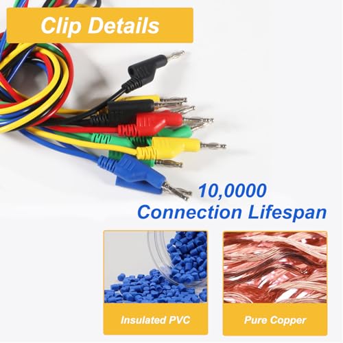 5pcs Banana to Banana Plug Test Lead Set, 4mm Stackable Banana Plug Test Lead for Multimeter, Flexible Electrical Test Wire 3.3ft/1m 1000V 15A - color: Banana Plug to Banana Plug