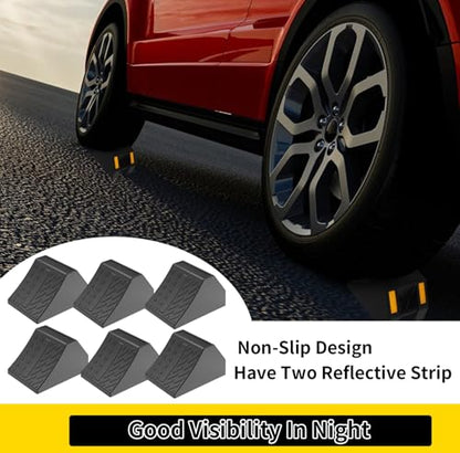 BESEA 8 Pack Truck Wheel Chock Wheel Stopper Non Slip Base，6.6" Length,4" Height,4.8" Width，Help Keep Your Trailer RV in Place High Reflectivity (Pack of 8)