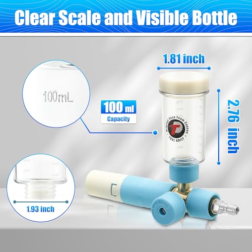 Tool Daily Mini Foam Cannon with Dual Connector, 5 Power Washer Tips | Original Soap Foam Cannon for Car Washing, 1/4" Quick Connect, 3600 PSI - size: 100 ml