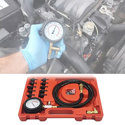 Engine Compression Tester Kit Petrol Fuel Cylinder Pressure Gauge Automotive Gauge Tool Set Testing Range 0-140 Oil Pressure Tester Kit & Tool for Engine Diagnostic