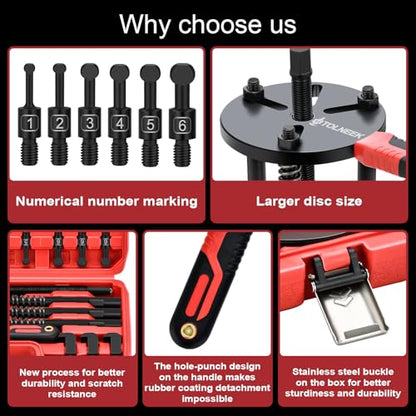 33-in-1 Bearing Puller Kit, Upgraded Heavy-Duty Wheel Bearing Removal Tool & Blind Hole Puller Set with Non-Slip Handle for Automotive, Industrial, Farm Use, Includes Portable Case (33in1-puller) - size: 33in1-puller