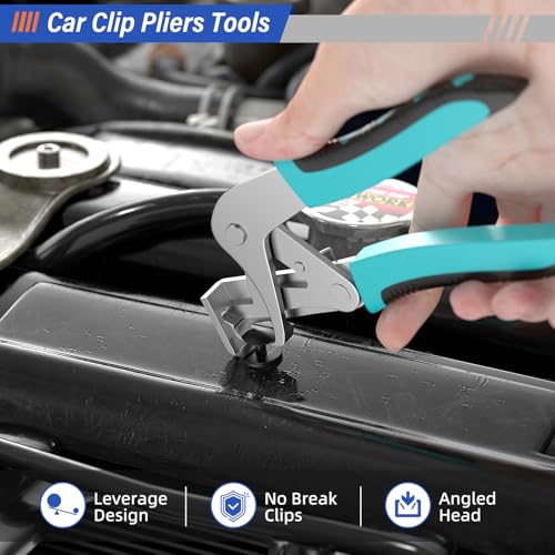 BURMONG 1 Pack Metal Car Clip Pliers Disassembly Tool, Professional Auto Trim Removal Tool, Plastic Clip Fastener Remover for Car Body Panel Dashboard Rivet with Spring Design, Anti-Slip Grip