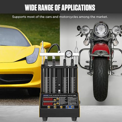 CT150 Fuel Injector Cleaner Tester 4 Cylinders Upgraded Ultrasonic Cleaning Kit with 12-in-1 Diagnostic Functions for Automotive & Motorcycle