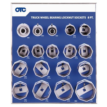 OTC 9851 8-Point Wheel Bearing Locknut Socket Set with Tool Board