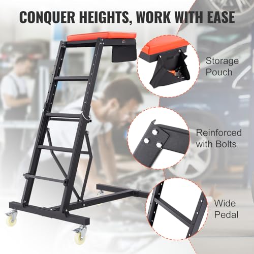 VEVOR Top Automotive Creeper, with Adjustable Height 45.7" to 66.3", 400 LBS Capacity High Creeper, 4 Swivel Caster Wheels, Heavy Duty Foldable Creeper for Auto Repair and Maintenance - size: 48-64 inch, style: I