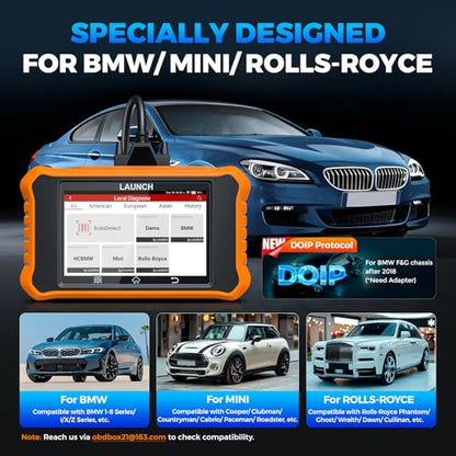 LAUNCH Creader Elite V2.0 for BMW OBD2 Scanner, 2025 Full Systems Bi-Directional Scan Tool, All Reset Services, ECU Code, Battery Registration Tool for BMW Mini RR, Lifetime Free Update, Auto VIN
