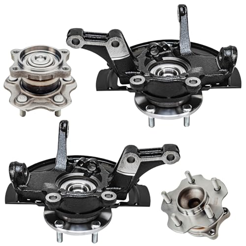 Detroit Axle - Front Knuckles Rear Wheel Bearing Hubs for 2002-2006 Nissan Altima 2003 2004 2005 Replacement 2.5L Wheel Bearing Hubs Assembly Steering Knuckles w/Wheel Bearing Hubs [Non-ABS] - size: 4UW50537/Kit