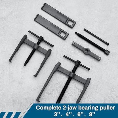 MorningRo 4 Pcs 2 Jaw Gear Puller Set 3'' 4'' 6'' 8'' Steel Bearing Pulley Puller Hand Removal Tool Adjustable Pump Remover for Wheel, Motorcycle, Bearings, Gears, Flywheels - size: 3'' 4'' 6'' 8''