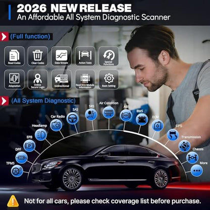 Thinkdiag2 All System Bidirectional OBD2 Diagnostic Scanner for iOS & Android, THINKCAR Bluetooth Scan Tool with CAN-FD Protocol, 15+ Reset Functions, ECU Code, Active Test, AutoVIN, 1 Year Update