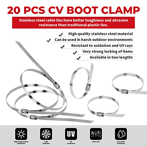 Auto/ATV CV Joint Banding Boot Axle Clamp Pliers with 20PCS Stainless Steel CV Joint Boot Band Clamps for Most Cars - size: 21 pcs
