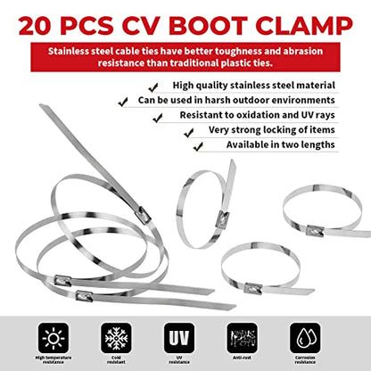 Auto/ATV CV Joint Banding Boot Axle Clamp Pliers with 20PCS Stainless Steel CV Joint Boot Band Clamps for Most Cars - size: 21 pcs