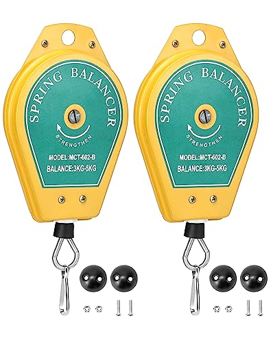 QWORK Spring Balancer, 2 Pack 6.6lbs - 11lbs Bearing Retractable Tool Fixture Holder for Assembly-line - size: 6.6lbs - 11lbs