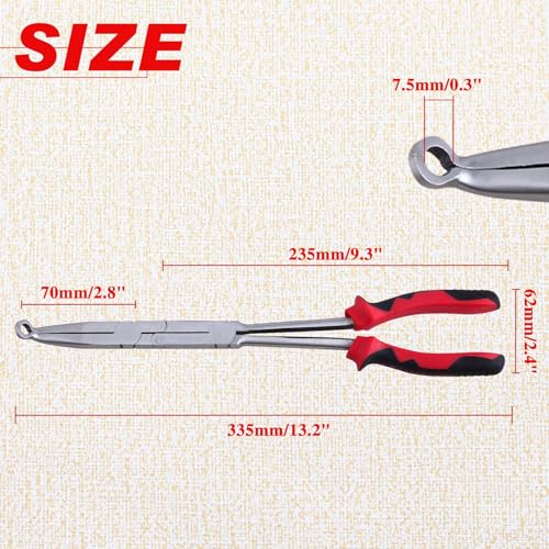 Extra Long Nose Hose Grip Pliers 13" Spark Plug Pliers Long Reach XL Pivot Ring Nose Plier Hose Removal Plier with Serrated Jaw Spark Plug Boot Puller for Hard to Reach Narrow Spaces,Small - style: Small Ring Nose