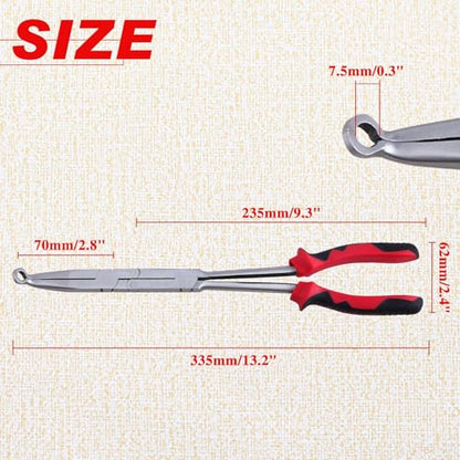 Extra Long Nose Hose Grip Pliers 13" Spark Plug Pliers Long Reach XL Pivot Ring Nose Plier Hose Removal Plier with Serrated Jaw Spark Plug Boot Puller for Hard to Reach Narrow Spaces,Small - style: Small Ring Nose
