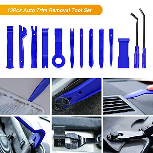 GOOACC 13PCS Nylon Trim Removal Tool Set for Bumper Fastener Rivet Clips Car Clip Panel Audio Video Dashboard Dismantle Blue - color: Blue, size: 13Pcs