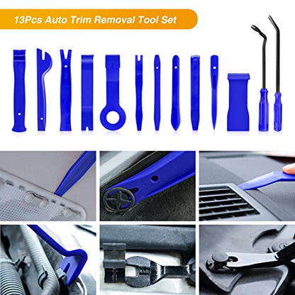 GOOACC 13PCS Nylon Trim Removal Tool Set for Bumper Fastener Rivet Clips Car Clip Panel Audio Video Dashboard Dismantle Blue - color: Blue, size: 13Pcs