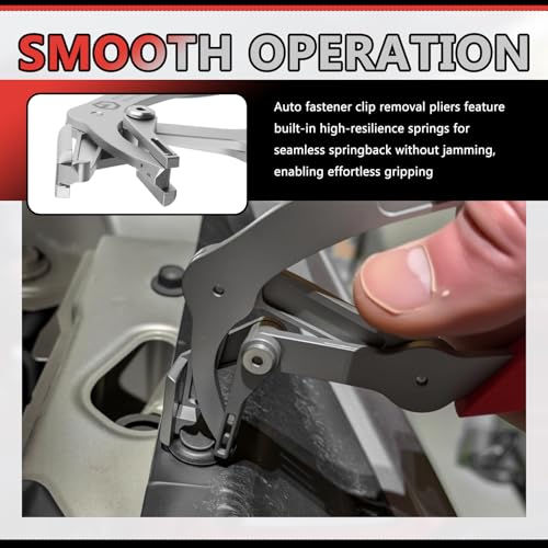 2026 Upgrade Spring-Loaded Car Clip Pliers,Stainless Steel Panel Clip Removal Pliers,Multi-Functional Car Clips Remover Tool for Removing Door Panel Trim Bumper Clips - color: Red