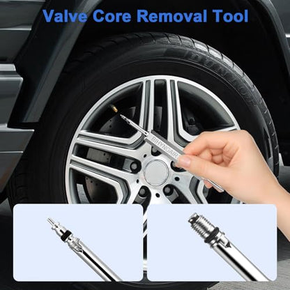 Linkstyle Valve Core Removal Tool Kit: 20PCS Presta Schrader Valve Cores, Tire Valve Core Remover Tool for Tire Repair, 4-Way Valve Tool for Bicycle Motorcycle Car