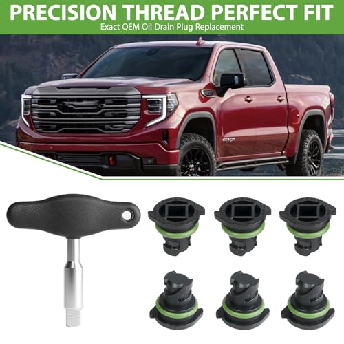 Oil Drain Plug 7 Pack Kit Compatible with GM Chevrolet Cadillac 2019-2021 Oil Pan Drain Plug with Oil Drain Plug Removal Tool Replace 12713651 55498782