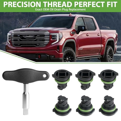Oil Drain Plug 7 Pack Kit Compatible with GM Chevrolet Cadillac 2019-2021 Oil Pan Drain Plug with Oil Drain Plug Removal Tool Replace 12713651 55498782