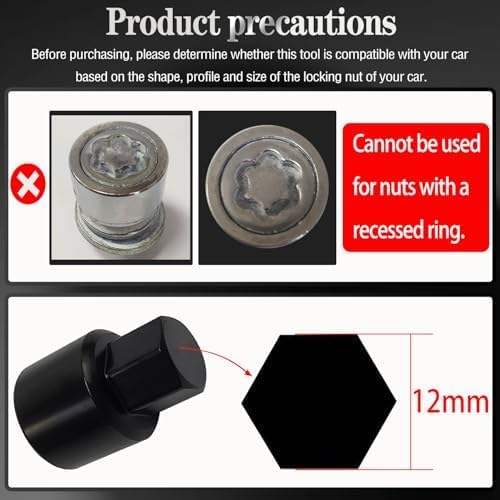 B-Wheel Locking Nut Key Compatible with Toyota, Lexus, Tacoma | Wheel Lock Nut Socket Adapter, Anti-Theft Lug Nut Removal Tool, Anti-Theft Screw Remover, Repair Tool, Tyre Fitting, garage - size: Socket B