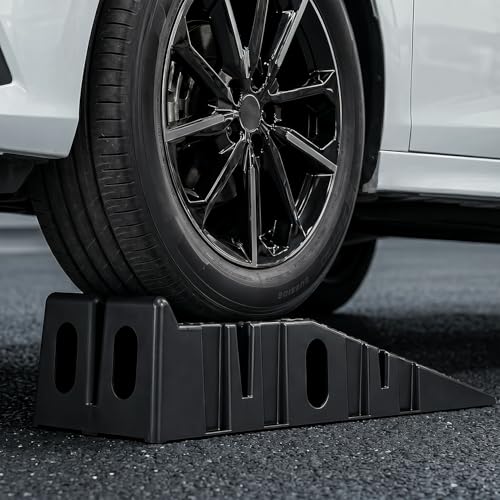 Magshion Car Ramps Set of 2, Auto Repair Lift Ramps with Anti Slip Grooves for Garage Workshop, Stackable Vehicle Ramps, 5000 lbs Capacity, Black, Plastic