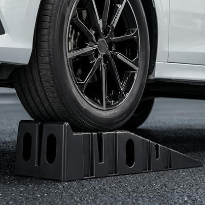 Magshion Car Ramps Set of 2, Auto Repair Lift Ramps with Anti Slip Grooves for Garage Workshop, Stackable Vehicle Ramps, 5000 lbs Capacity, Black, Plastic