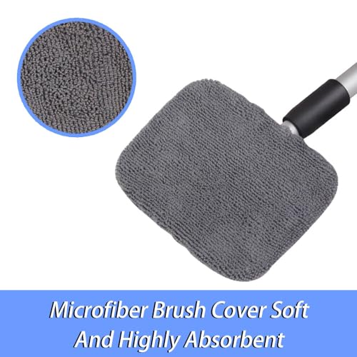 Car Window Cleaning Tool, Windshield Cleaner with Microfiber Cloth & Extendable Handle, Windshield Cleaner Tool, Car Accessories Inside Car Cleaning Tools Fit for Auto Glass Wiper