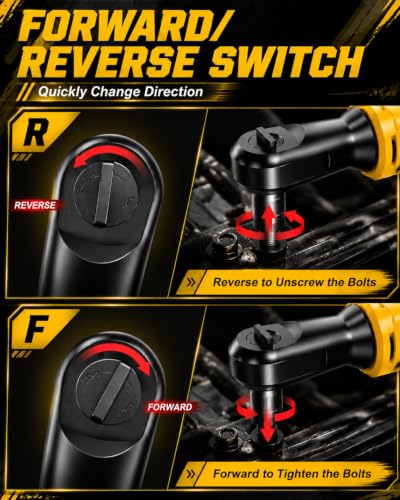 3/8" Extended Cordless Ratchet Wrench Compatible with Dewalt 20V Battery | 74ft-lbs Electric Ratchet with 6.3" Extended Head, Brushless Motor, LED Light, 8 Sockets Set, Adapters, 3 Inch Extension Bar - size: 6.3" Extended Head