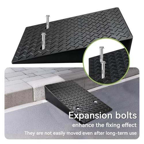 2 Pack Rubber Curb Ramps Driveway ramp, 8" H,19.7" L,31.5" W, Heavy Loading (7714LB)/3.5Ton Capacity, shed, Threshold, Motorcycle, Loading, Bikes, Wheelchairs Ramps - size: 8" Rise