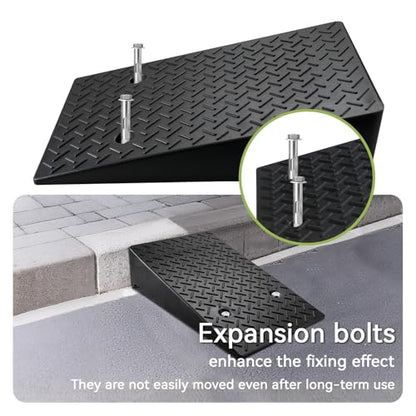 2 Pack Rubber Curb Ramps Driveway ramp, 8" H,19.7" L,31.5" W, Heavy Loading (7714LB)/3.5Ton Capacity, shed, Threshold, Motorcycle, Loading, Bikes, Wheelchairs Ramps - size: 8" Rise