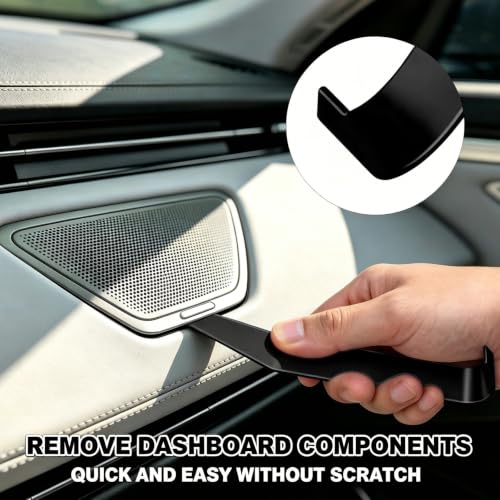 18Pcs Car Trim Removal Tool Kit Pry Tool Set, Panel Clip Pliers Door Panel Removal Tool Automotive Clip Removal Tool, Plastic Pry Tool Kit Auto with Valve Stem Caps for Car Interior Repair, Black - color: black