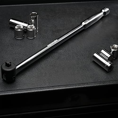 EPAuto 3/8 Inch Drive by 17.5" Length Breaker Bar, CR-V Steel - color: Black/Stainless Steel, size: 17.5'' Length - 3/8-Inch Drive