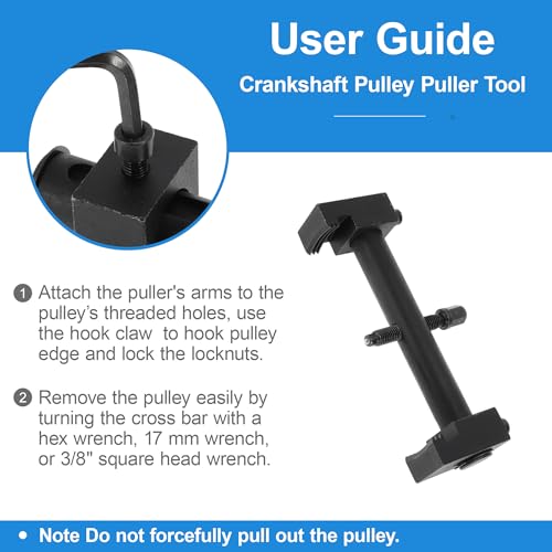 Adjustable Crankshaft Pulley Removal Tool 40mm-165mm, Universal Ribbed Auxiliary Drive Belt Pulley Remover Tool, Harmonic Balancer Puller for A/C Units Water & Power Steering Pumps