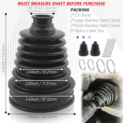 2PCS 19-24 mm Shaft CV Boot Repair Kit,Silicone CV Axle Boot Repair Kit Includes 4 Stainless Steel CVs Boots Clamp & 6 Cable Ties,One-piece Design Tie Rod Boots for Select Vehicle - color: 2PCS