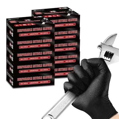 NEOTRIL 8 Mil Heavy Duty Disposable Nitrile Gloves with Diamond Texture Grip Rubber Gloves Latex & Powder Free - color: Box of 500 / Black, size: X-Large