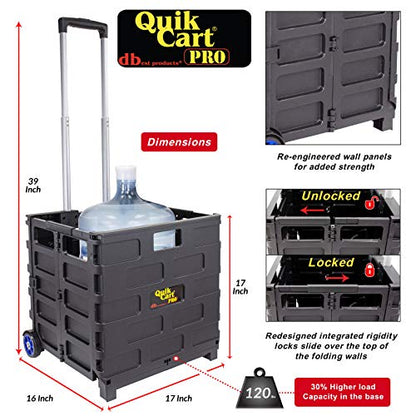 dbest products Quik Cart Pro Wheeled Rolling Crate Teacher Utility with seat Heavy Duty Collapsible Basket with Handle, Blue - color: Blue, style: Pro
