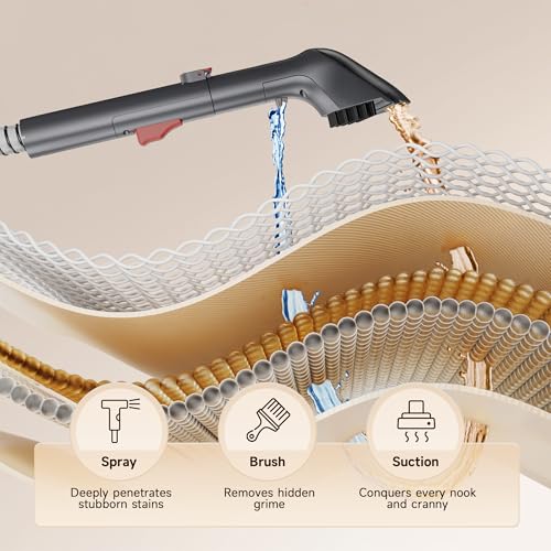 WURESE Portable Carpet Cleaner Machine, 17KPa Powerful Upholstery & Spot Cleaner for Pet Stains, Couches, Stairs & Car Seats – Handheld Deep Cleaner with Self‑Cleaning System & 2 Brushheads, FogGray - color: FogGray