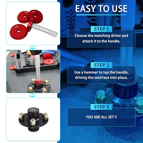 Bearing Press Kit, 10pc Bearing Race and Seal Driver Set with Seal Driver and 9 Adapters - size: 10 Piece Bearing Press Kit