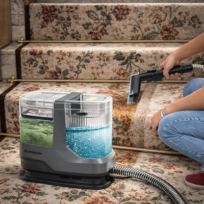 Couch & Upholstery Cleaner Machine, Portable Carpet Spot Cleaner Machine | 17KPa Ultra-Strong Suction, Dual Brush Heads, Deep Cleaning Handheld Car Shampooer for Sofa, Rug, Mattress and Furniture
