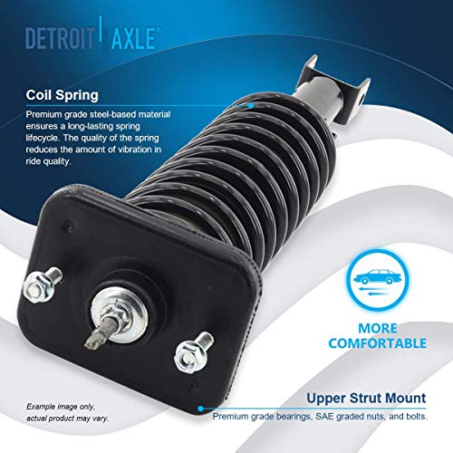 Detroit Axle - Rear Struts for 1999-2000 Chrysler Cirrus Dodge Stratus Plymouth Breeze, w/Coil Spring Replacement Suspension Quick Install Ready Shocks Assembly - size: 171311 x2/PAIR