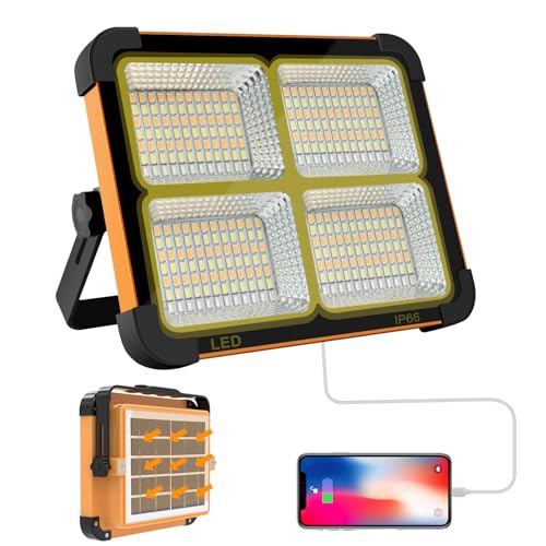 Portable LED Work Solar Light 100W 16500mAh 10000 LM with Stepless Brightness Job Site Battery Rechargeable LED Floor Light for Emergency Worklight for Hurricane (Orange Black) - color: Orange Black