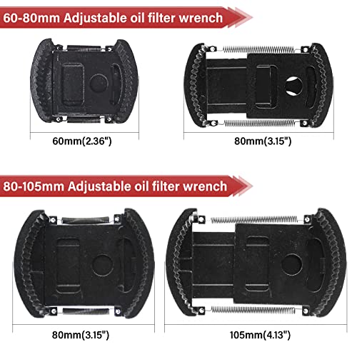 2Pcs Adjustable Oil Filter Wrench Removal Tool | Universal Oil Filter Cap socket Wrench, 60-80mm & 80-105mm Oil Filter Wrench