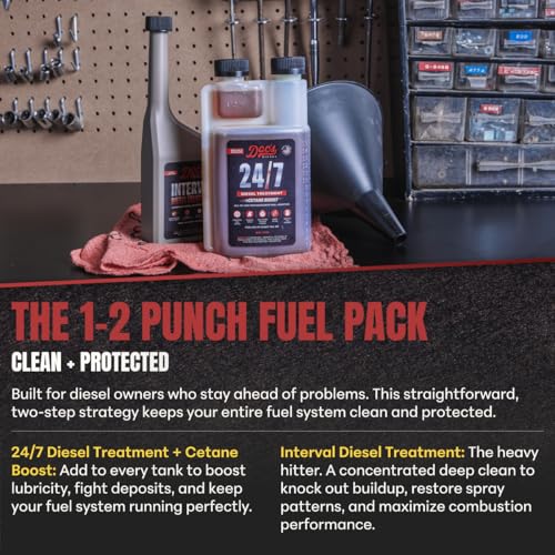 Doc’s Diesel 24/7 Cetane Boost + Interval Diesel Treatment Kit – ULSD Fuel Additive & Injector Cleaner – Cleans Fuel System, Improves MPG (16 oz + 12 oz) - size: 24/7 + IDT