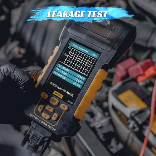 AUTOOL Car Battery Tester 12V 24V Automotive Battery Load Tester with Printer 20-2000CCA Alternator Tester, Cranking & Charging & Leakage Test, 3.2" Screen with Data Review Reverse Polarity Protection