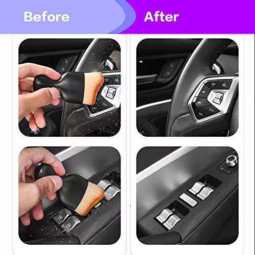 AOCISKA Car Interior Detailing Brush,Soft Bristle Cleaning Brush Car Detailing Brush Dusting Brush,Car Interior Cleaning Tool,Auto Detail Brush Car Dash Duster Brush (Black&White) - color: Black&white