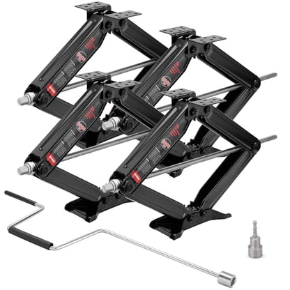 Kohree 8000 lbs RV Stabilizer Jacks 24", Leveling Scissor Jacks for Travel Trailer, Set of 4, Heavy Duty Camper Stabilizer Jacks Kit with Anti-Slip Handle and Drill Socket, Easy to Install - size: 4P-8000-24inch