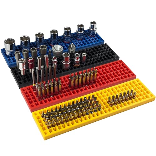 Free Zone 4 PCS Bit Organizer Set, 158-Hole 1/4" Hex Bit Toolbox Storage | Drive bit adapter & 1/2", 3/8", 1/4" socket holder compatible; anti-drop design; tools not included - color: 4 Color