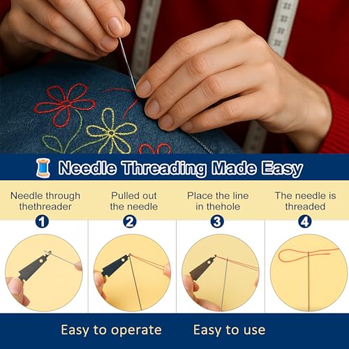 37PCS Sewing Tool Set, Big Eye Steel Needles for Hand Sewing Repair Kit | Needle Threaders Hand Repair Accessories, Portable DIY Crafting Supplies Set for Handcraft Lovers, Quilting & Tailoring