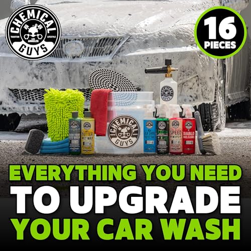 Chemical Guys, 16-Piece Arsenal Builder Car Wash Kit, Foam Cannon & Bucket | Foam cannon, bucket and six 16 oz care chemicals for a complete wash, works with any pressure washer - style: HOL169